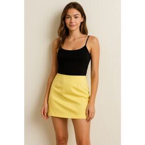 Forever 21 Yellow Satin Mini Skirt Y2K Going Out XS